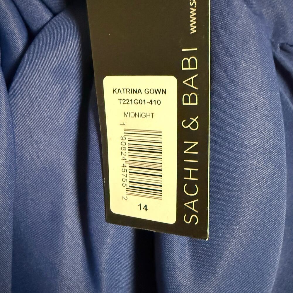 Sachin & Babi Katrina Midnight Blue Sleeveless V-Neck Bow Back Cocktail Gown 14 - Picture 12 of 14